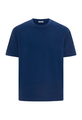 Dark blue 100% coton T-shirt in Blue: Luxury Italian Knitwear | Boglioli®