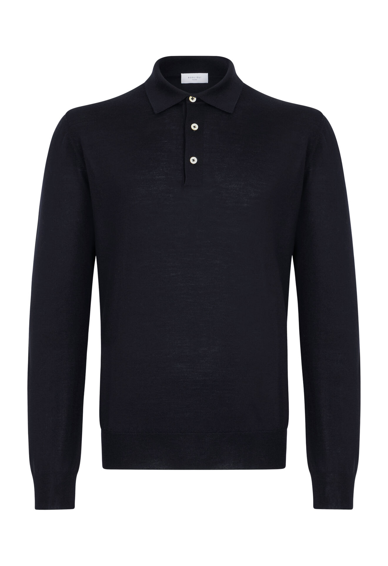 Boglioli Wool Long-Sleeve Polo Blue 91390FB5806001080790