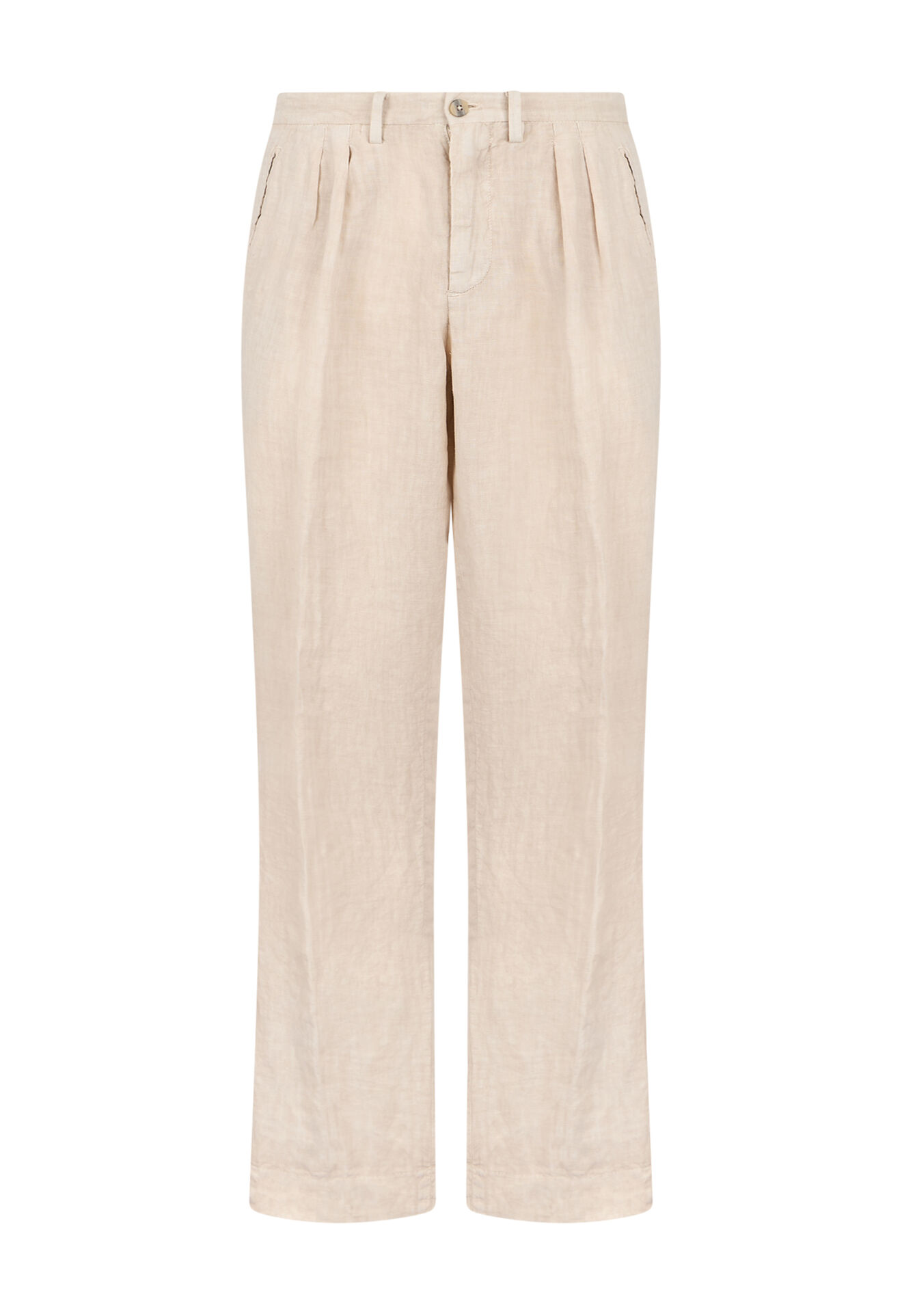 Boglioli Stückgefärbte Leinenhose mit doppelter Bundfalte Hellbeige 89892QSB5752001080215