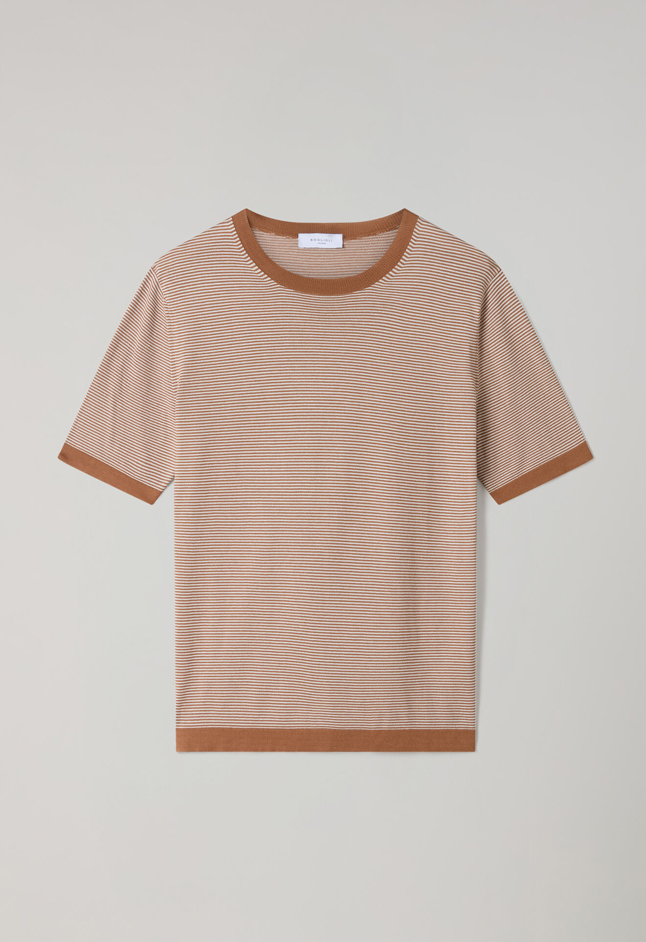 Boglioli Striped Cotton T-Shirt Brown 91585SB6805001080391