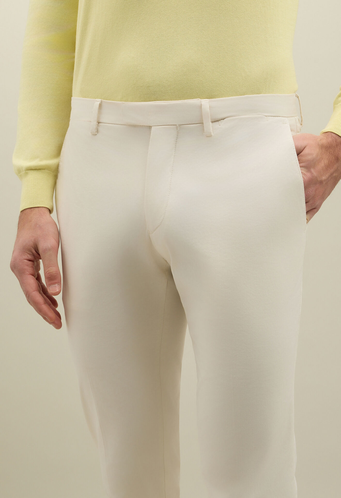 Boglioli Stretch Cotton straight Chinos Warm white 80882QSB5753001086R0101