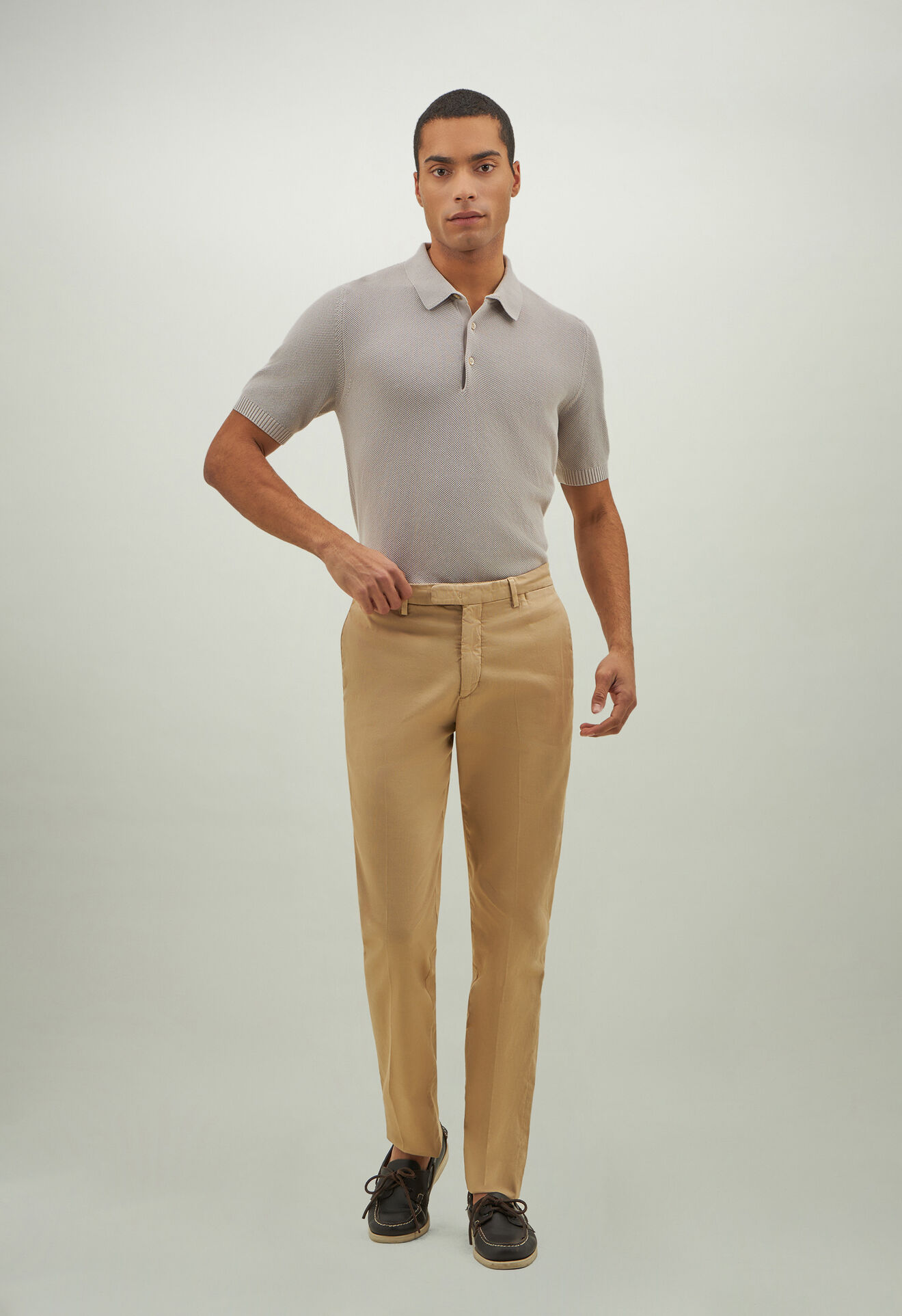 Boglioli Comfort Cotton Piqué Slim Chinos Beige 80882QSA0420001086R0235