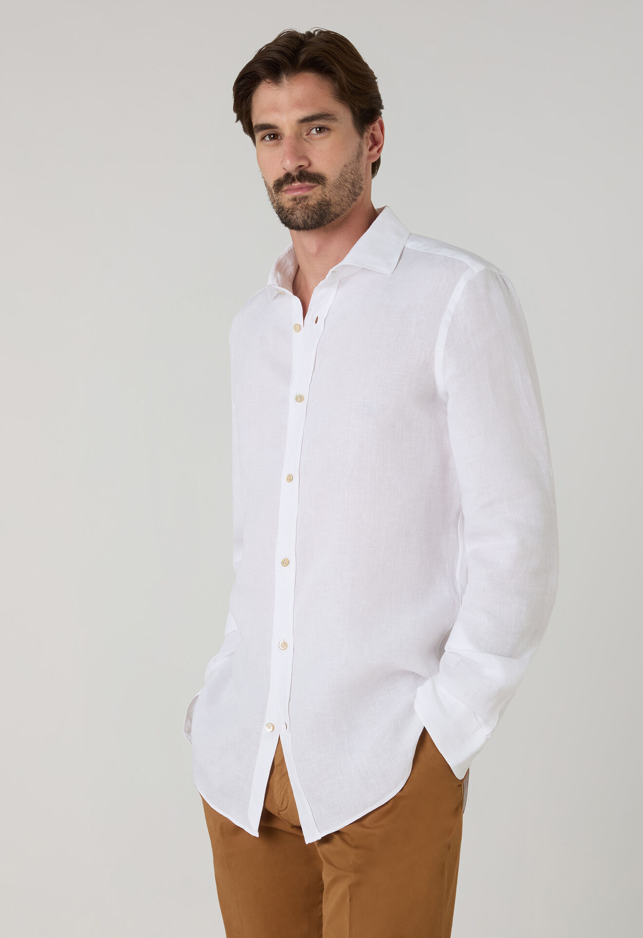 Boglioli Garment Dyed Linen tailored Shirt White 612TSB6850001080101