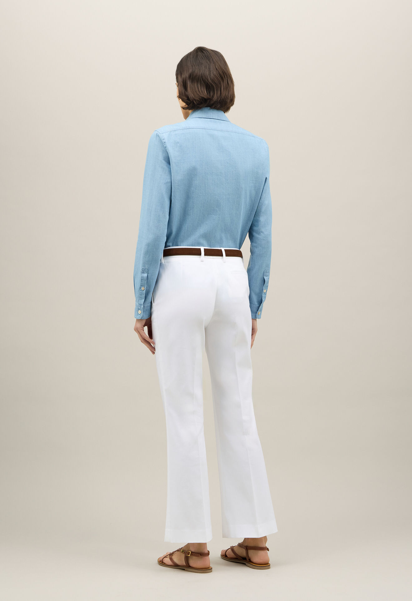 Boglioli Cotton Flared Trousers White 88047SB5936002150101