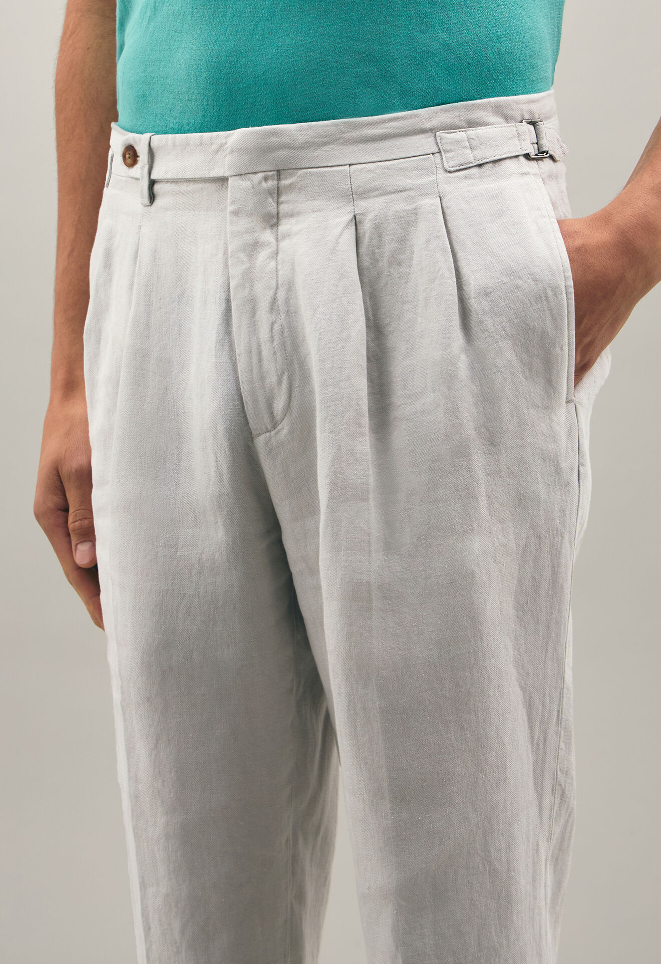 Boglioli Linen Chevron two pleats Trousers Limewhite 80917WSB4015001086R0810