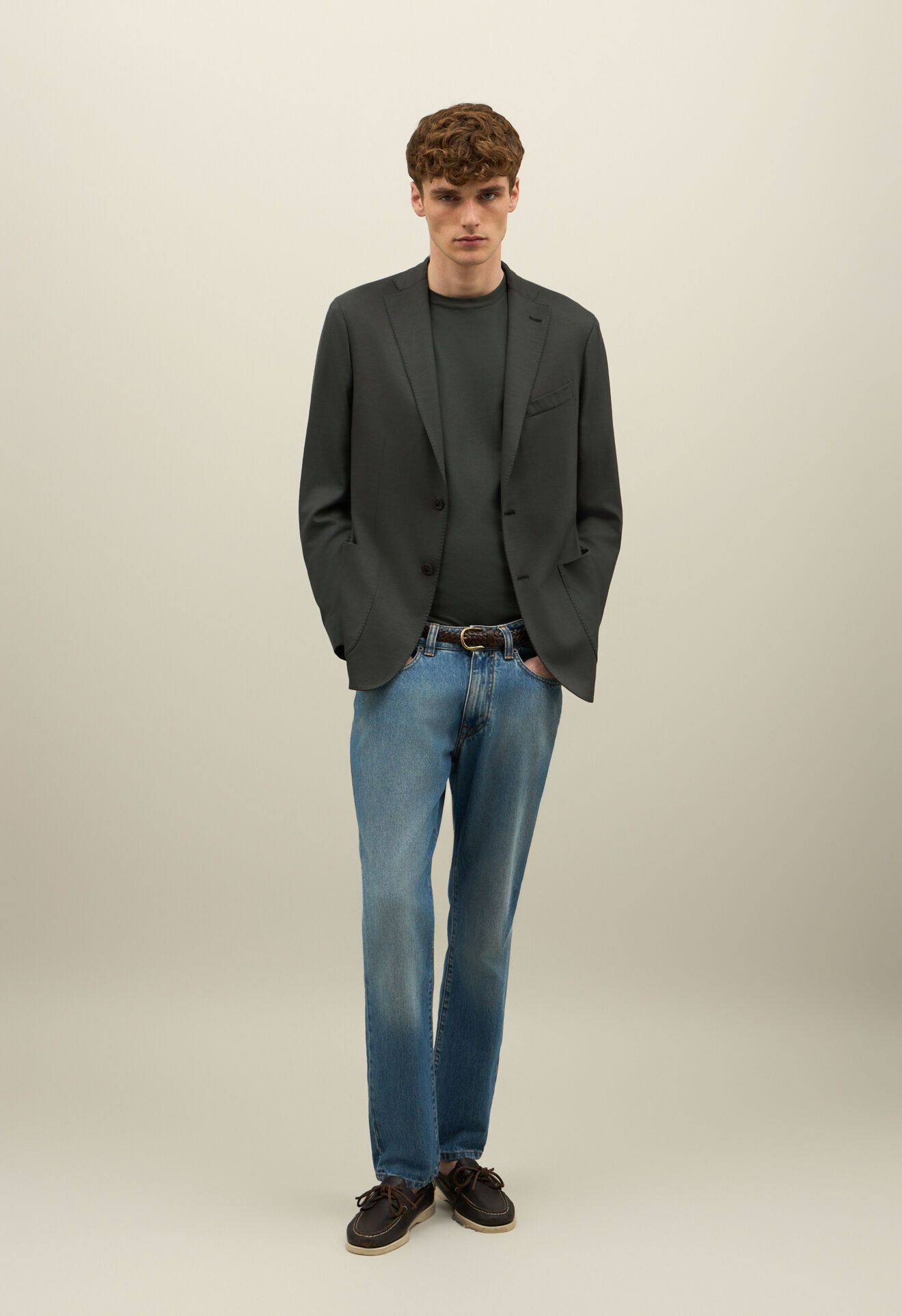 Boglioli Light Wool Jersey K-Jacket Dark Moss N1302ESB470100150R0585