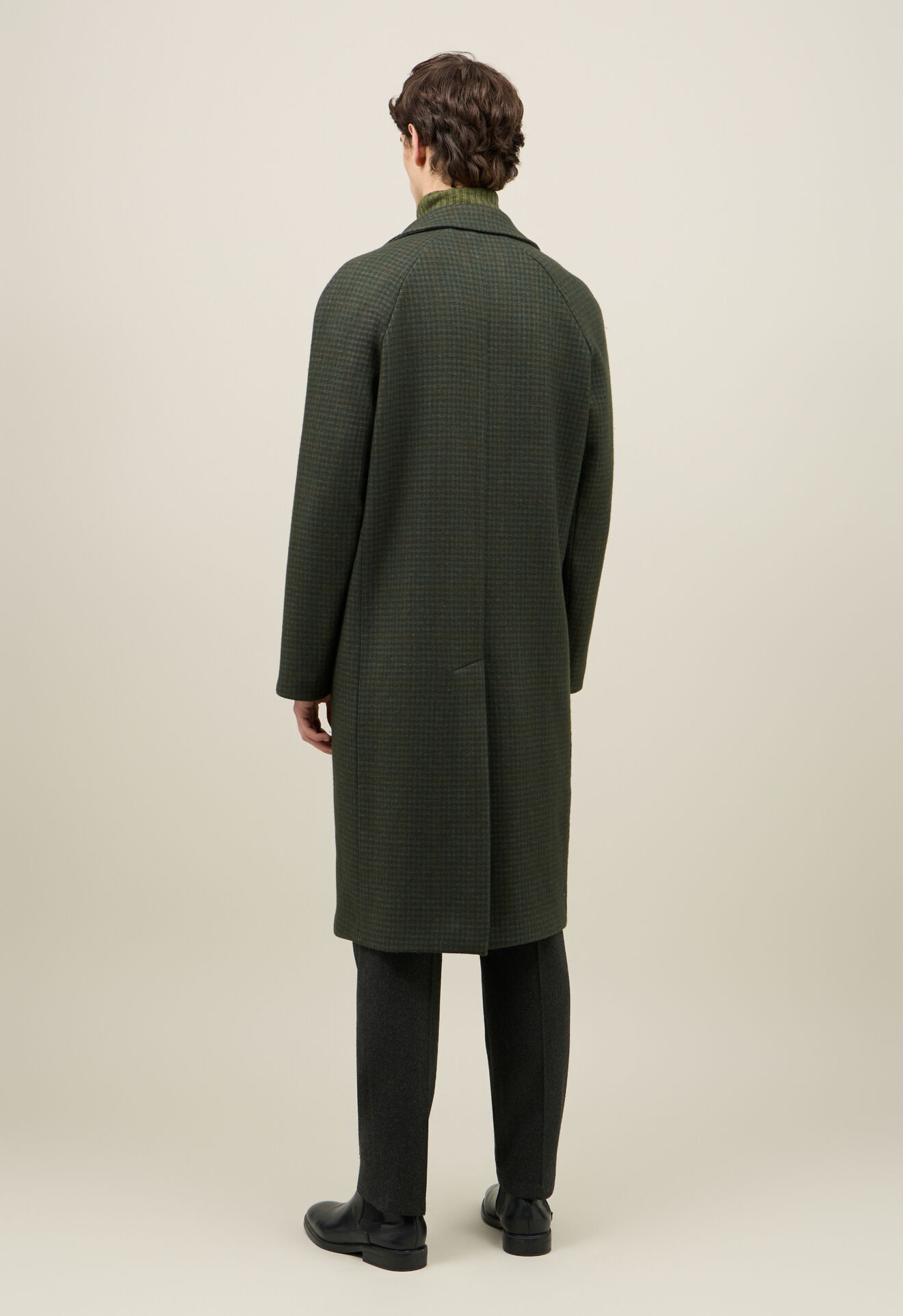 Boglioli Wool Vichy Raglan Coat Green C3701JFB4410001800595