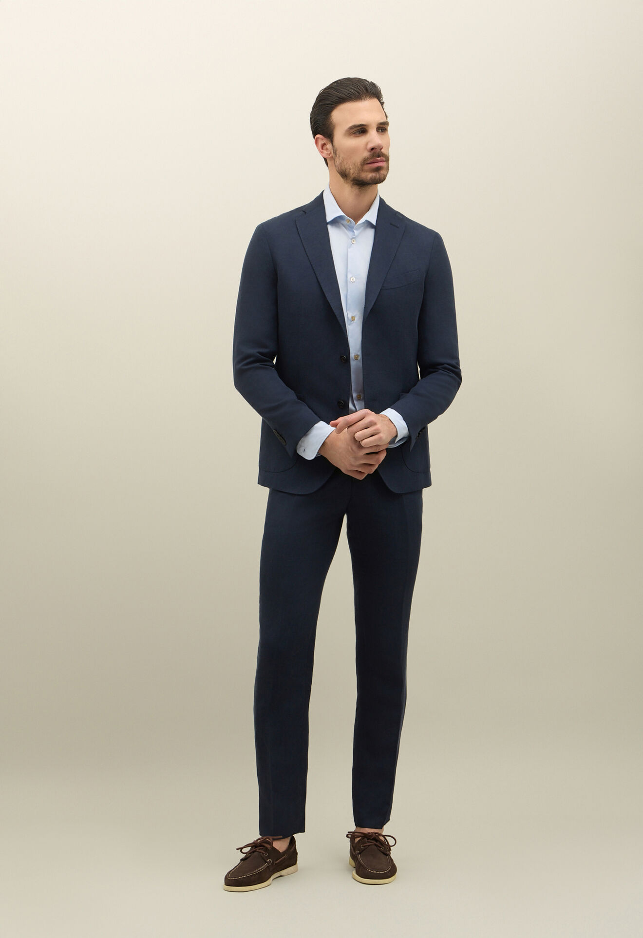 Boglioli K-Suit aus Leinen-Tencel-Satin Blau N29H2ESB5106001506R0780