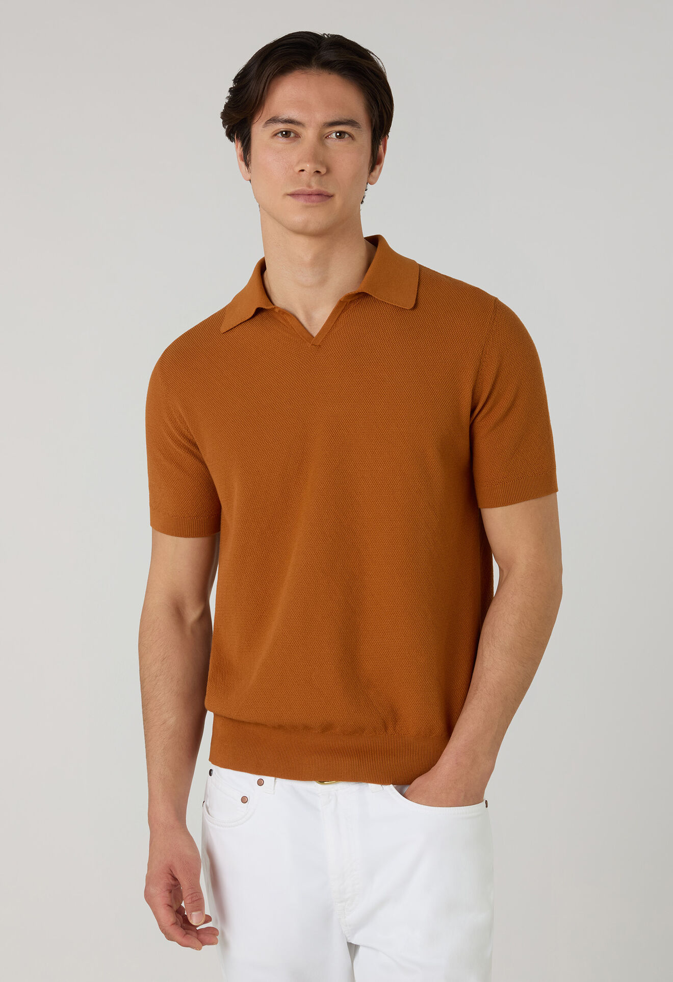 Boglioli Garment Dyed Cotton Piqu&eacute; short-sleeve Polo Orange 91571TSB4801001080388