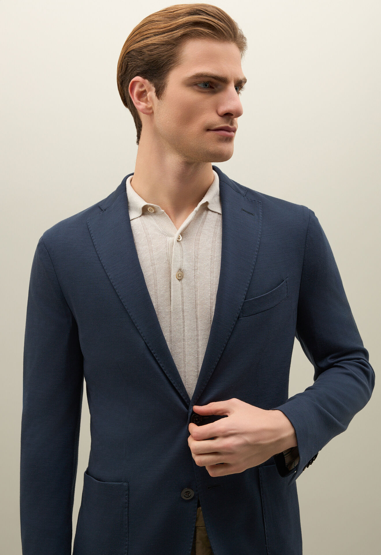 Boglioli K-Jacket aus leichtem Wolljersey Blau N1302ESB470100150R0780