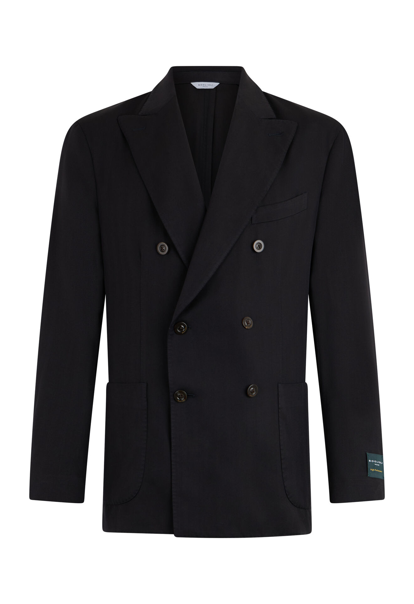 Boglioli Stretch Wool Herringbone double-breasted K-Jacket Blue N4302JFB540100138R0784