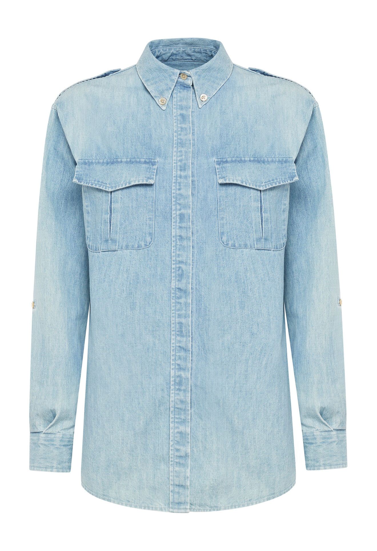 Boglioli Woman light sky blue 100% cotton military shirt Sky blue 55038LFB2865002150630