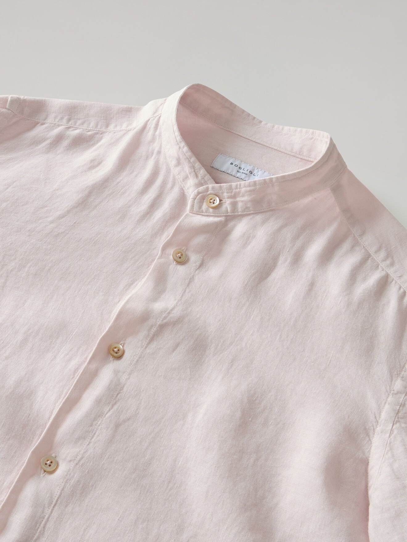 Boglioli Garment Dyed Linen Guru Shirt Light Pink Pastel 601TSB6850001080913