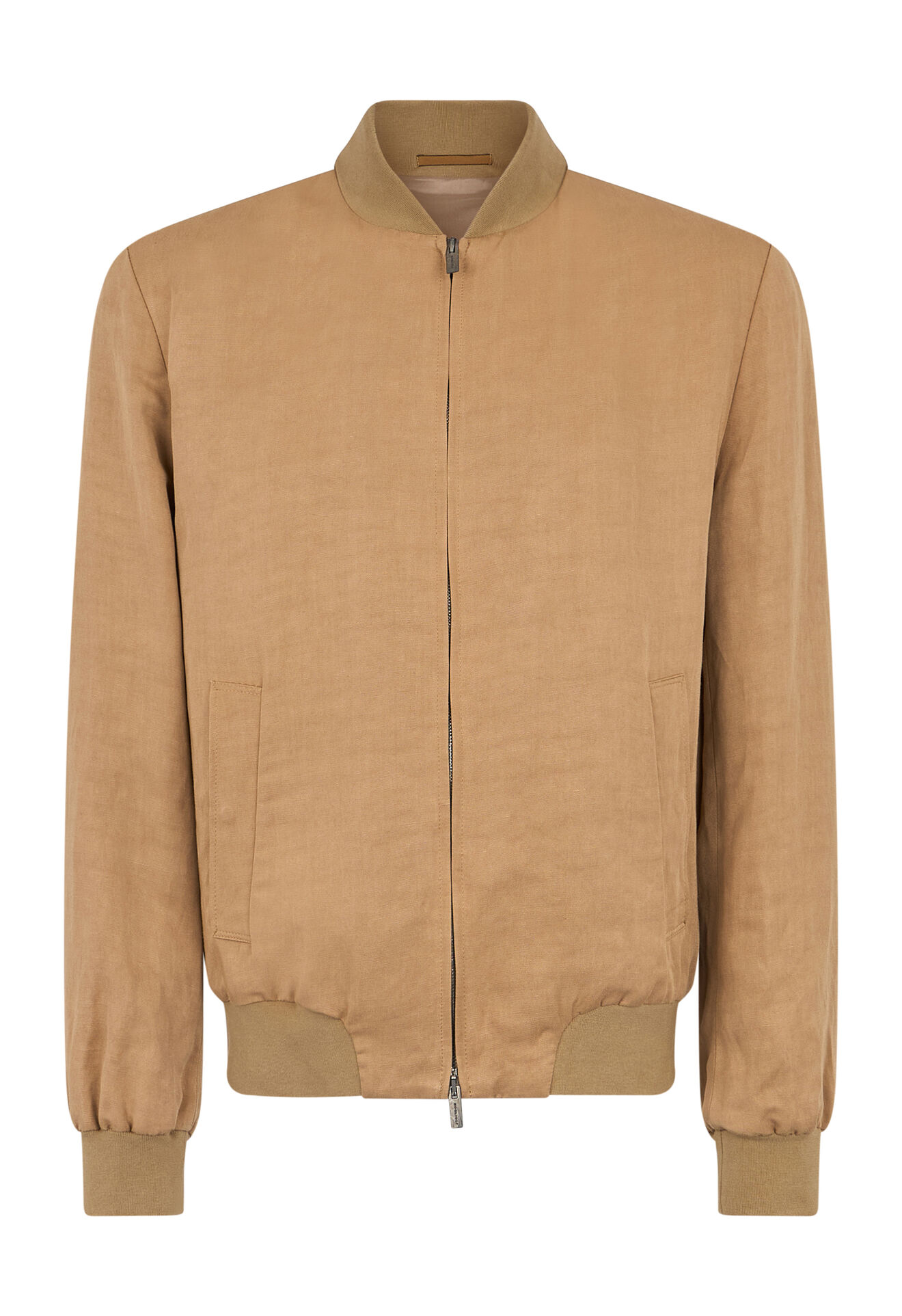 Boglioli Bomberjacke aus Leinen-Tencel-Satin Dunkelbeige OC0204SB5106001800300
