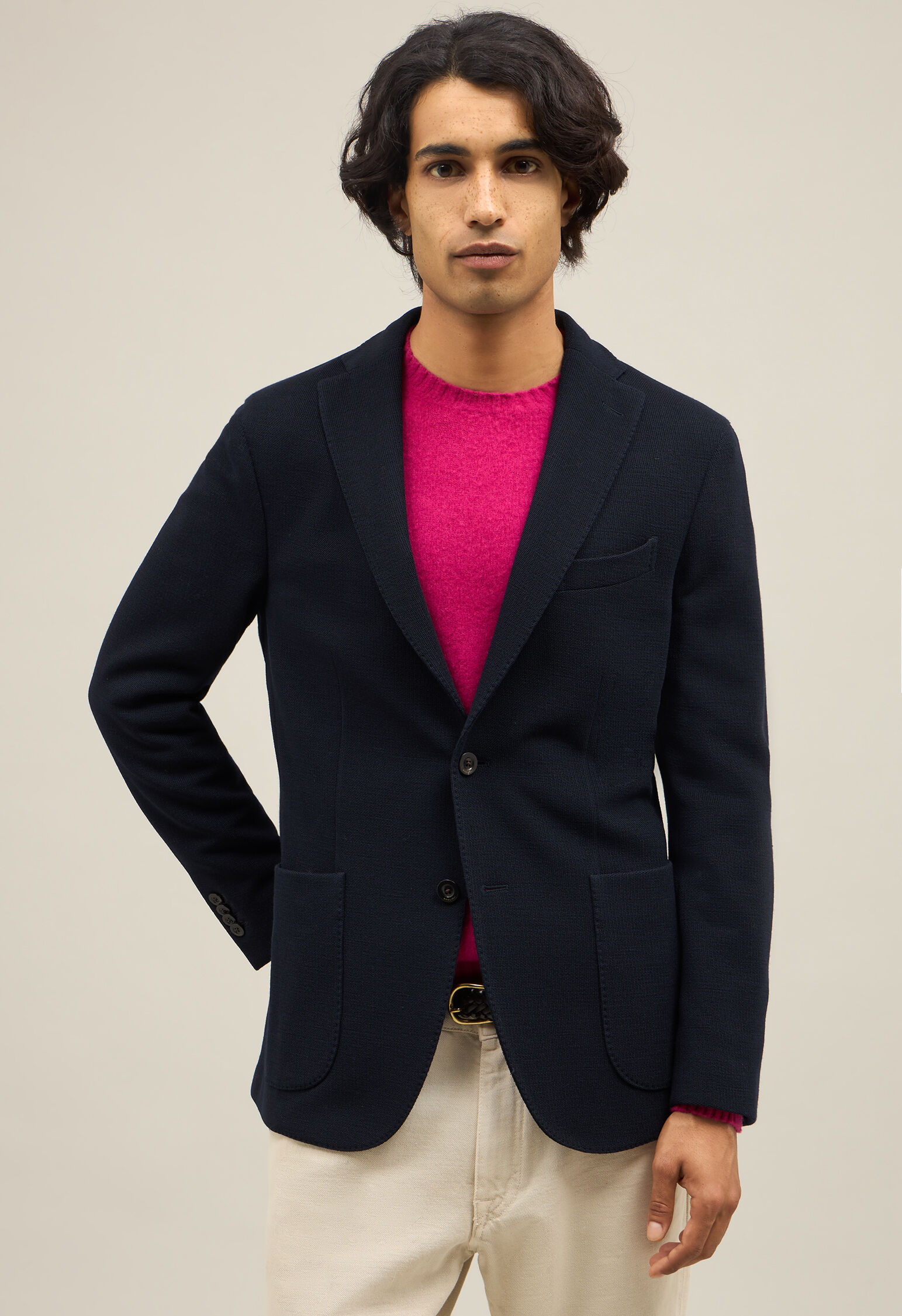 Knitted Jersey K-Jacket in Blue: Luxury Italian Jackets | Boglioli®