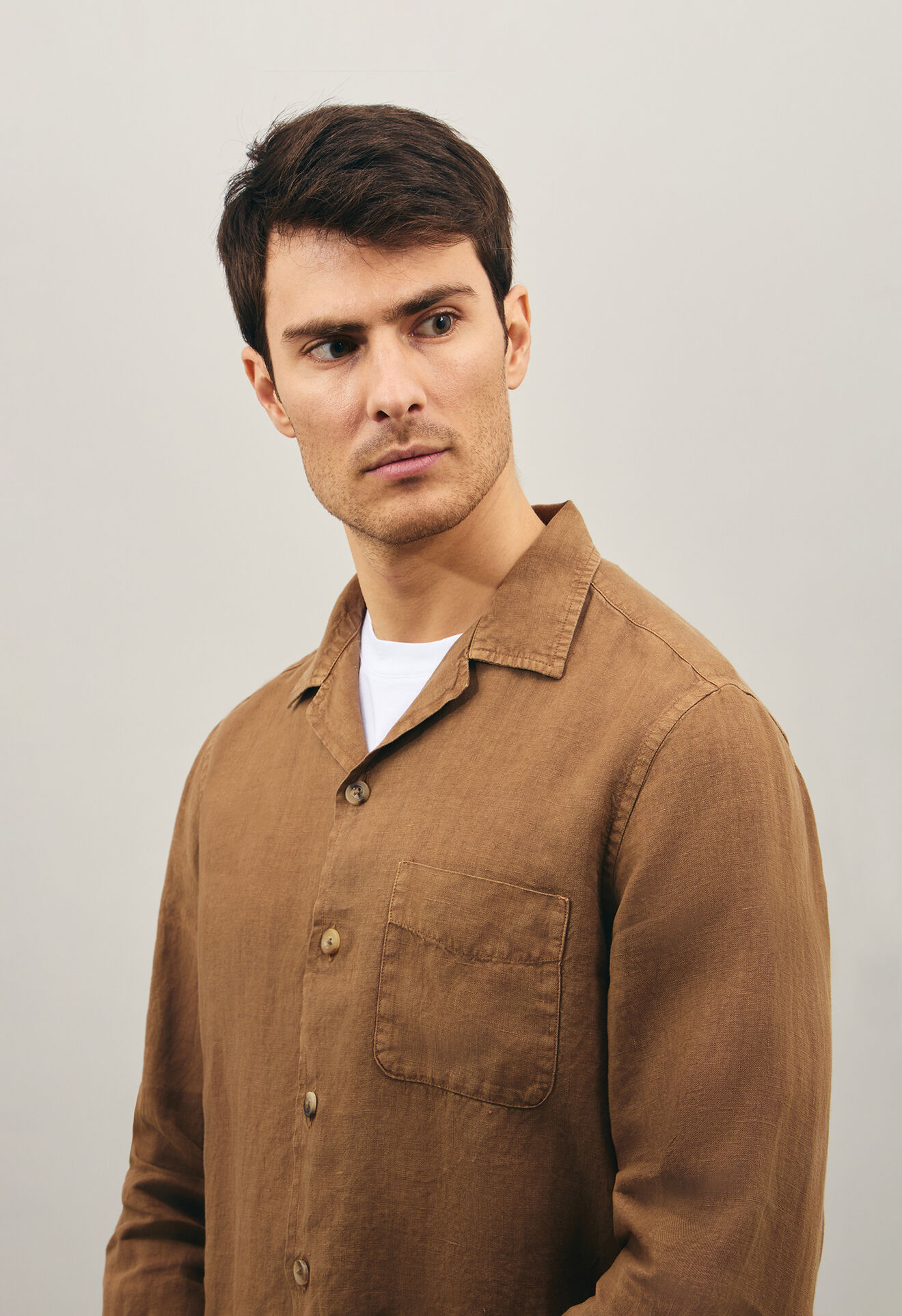 Boglioli Linen Painter Shirt DarkBeige 602TSA0426001080331