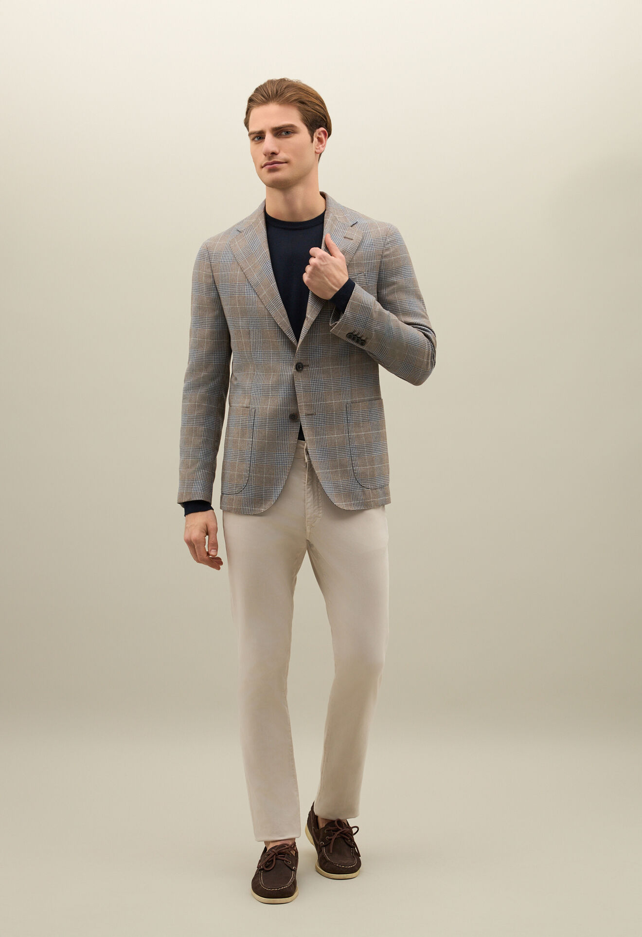 Boglioli Prince of Wales Wool Silk Dover Jacket Pattern X2902ESB502200123R0491