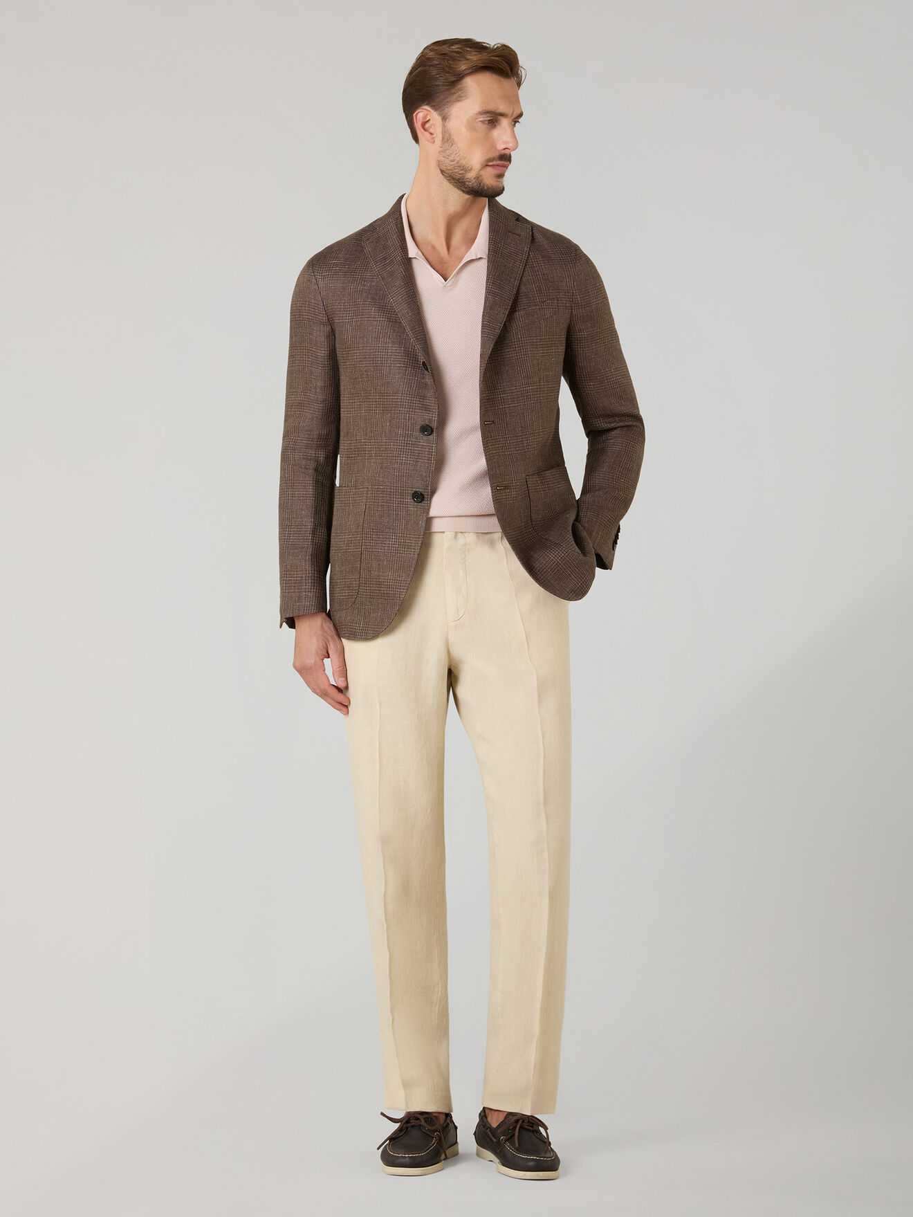 Boglioli Linen Prince of Wales K-Jacket Brown N2902ESB600900150R0460