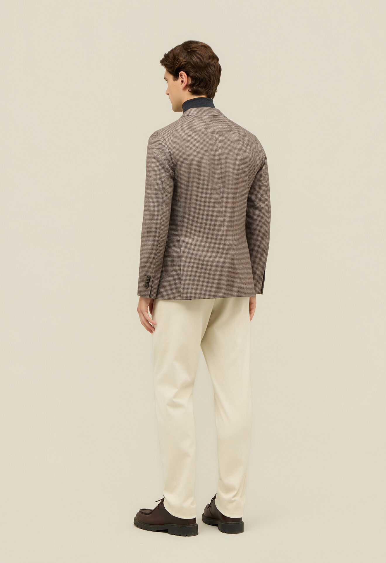 Boglioli Houndstooth Wool Silk blend K-Jacket Light brown N1302EFB502800150R0420