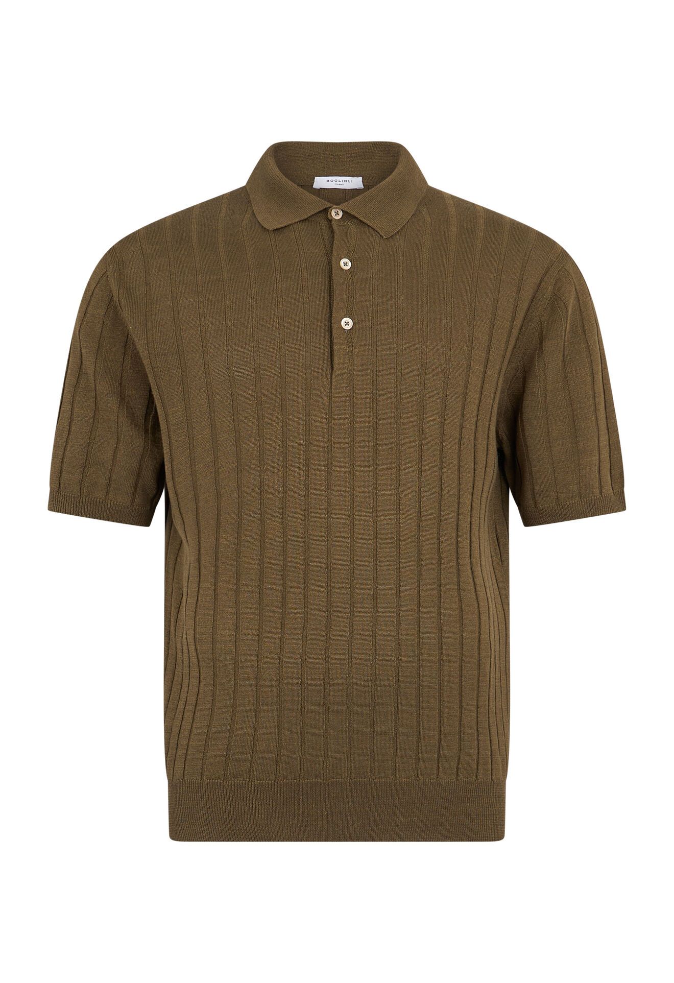Boglioli Flat Rib Linen short-sleeve Polo Green 91303SB5808001080560