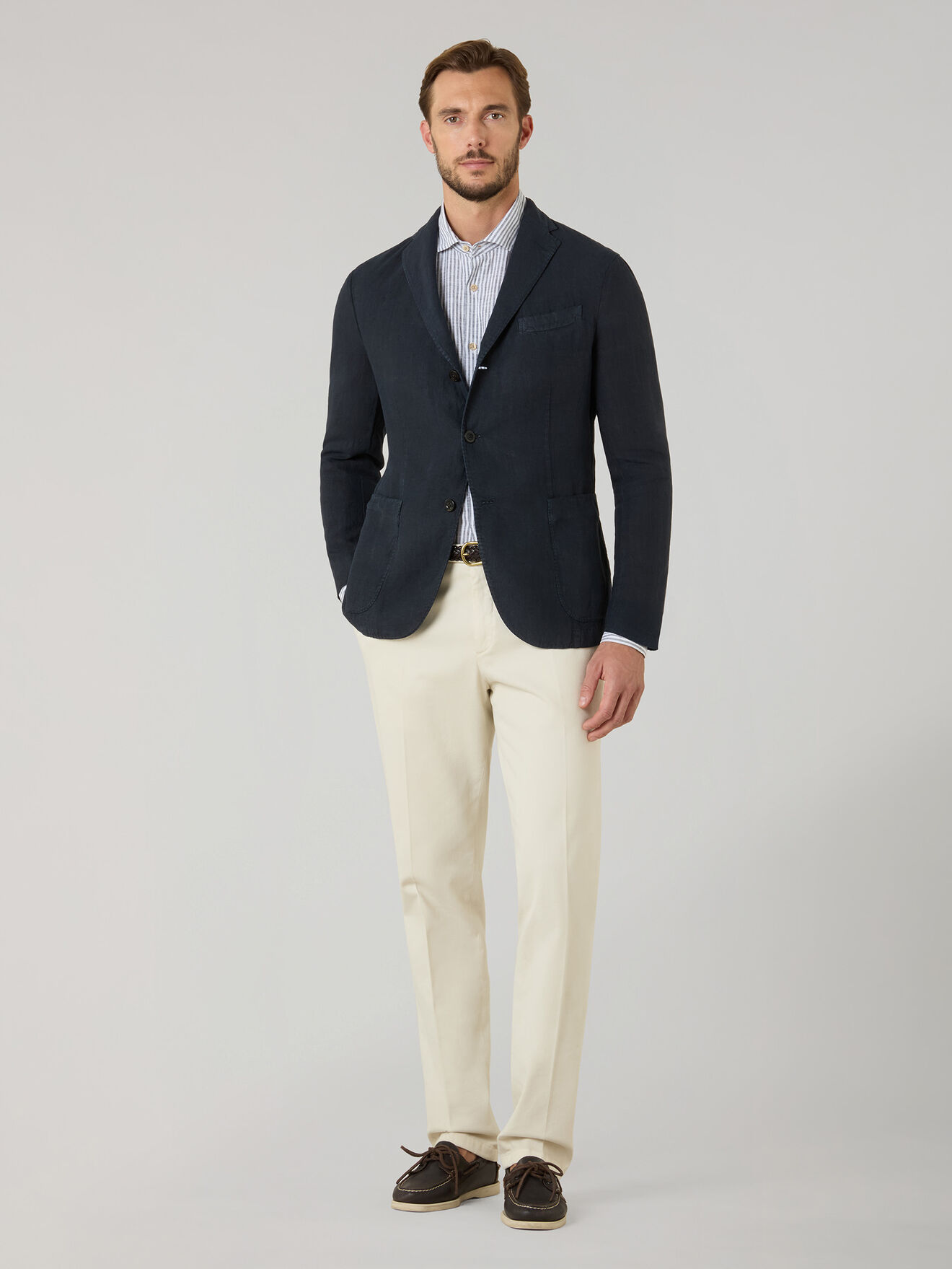 Boglioli Garment Dyed Linen K-Jacket Blue N2902QSA042600150R0784