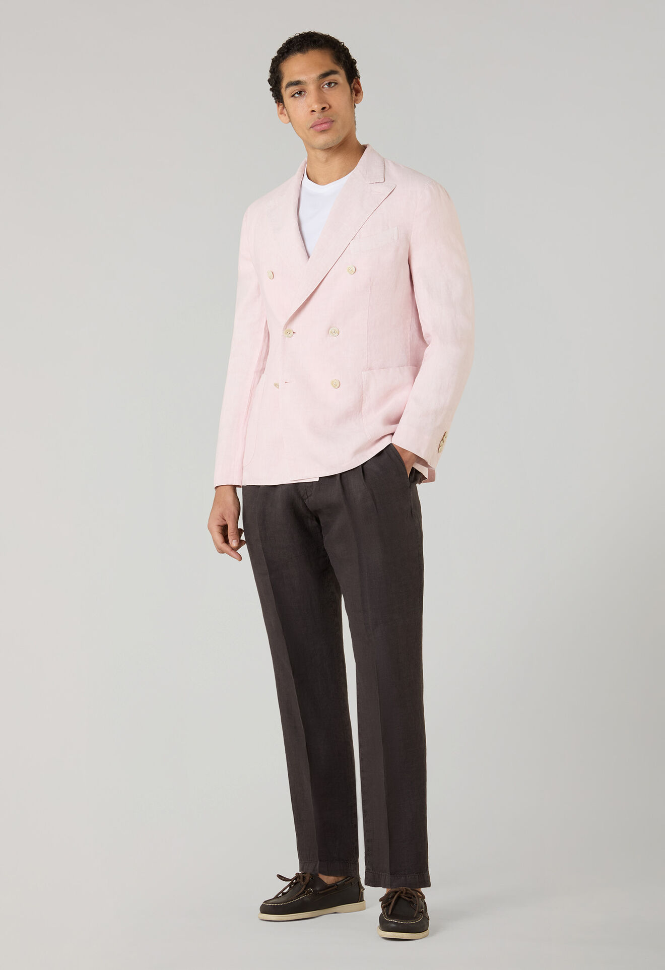 Boglioli Garment Dyed Linen double-breasted Dover Jacket Pink Pastel X4302QSA042600123R0913
