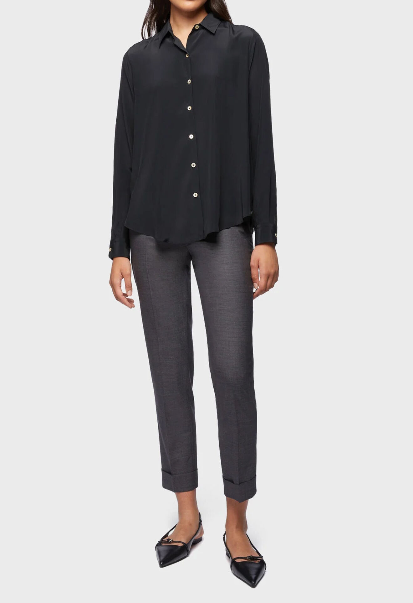 Boglioli Black silk crêpe shirt Black 55022BTC895002140990