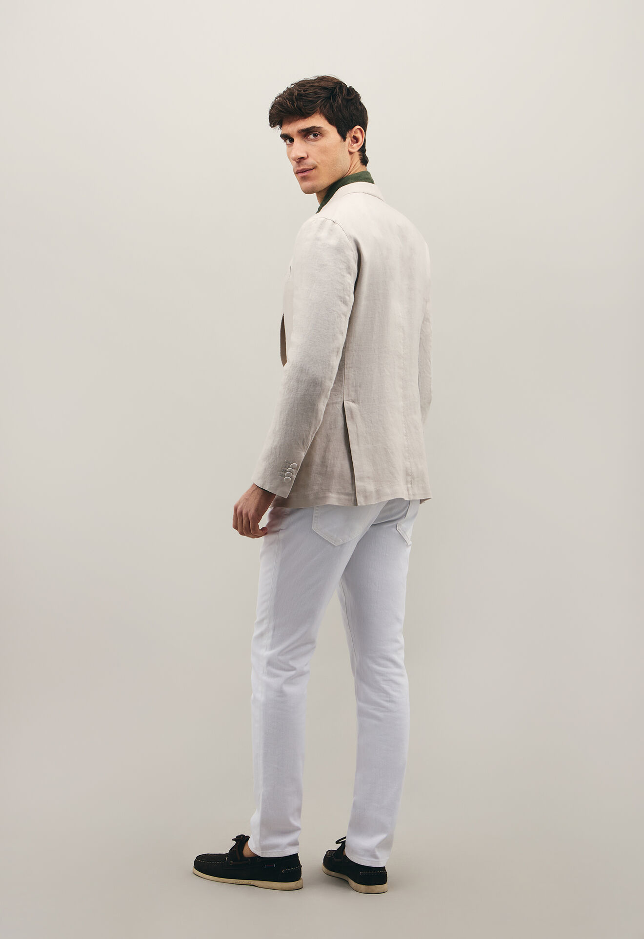 Boglioli High-Quality twill Linen K-Jacket Limewhite N8202EWSB411400150R0810