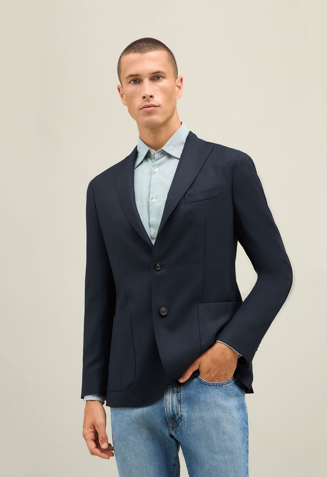 Boglioli Hopsack Wool K-Jacket Dark Blue N1302EFA005100150R0790