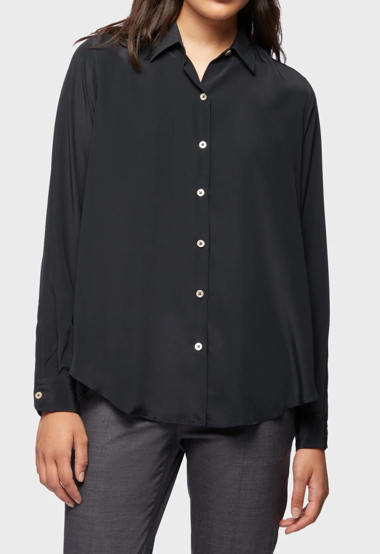 Boglioli Black silk crêpe shirt Black 55022BTC895002140990