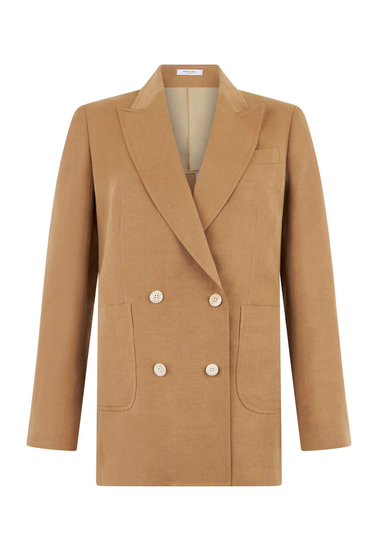 Boglioli Linen Tencel satin Maia Blazer Dark Beige ZD0333SB5106002D10300