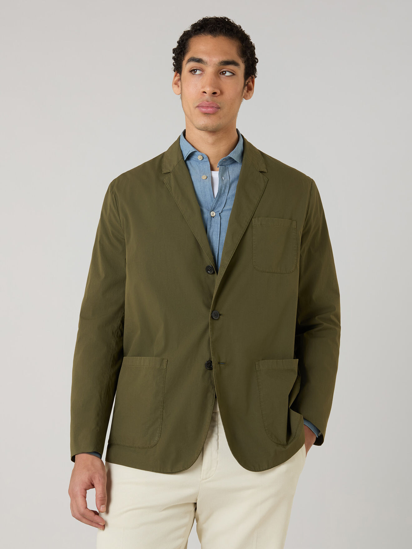 Boglioli Garment Dyed Popeline Papier Khaki Jacket Green 63601QSB641800109R0565