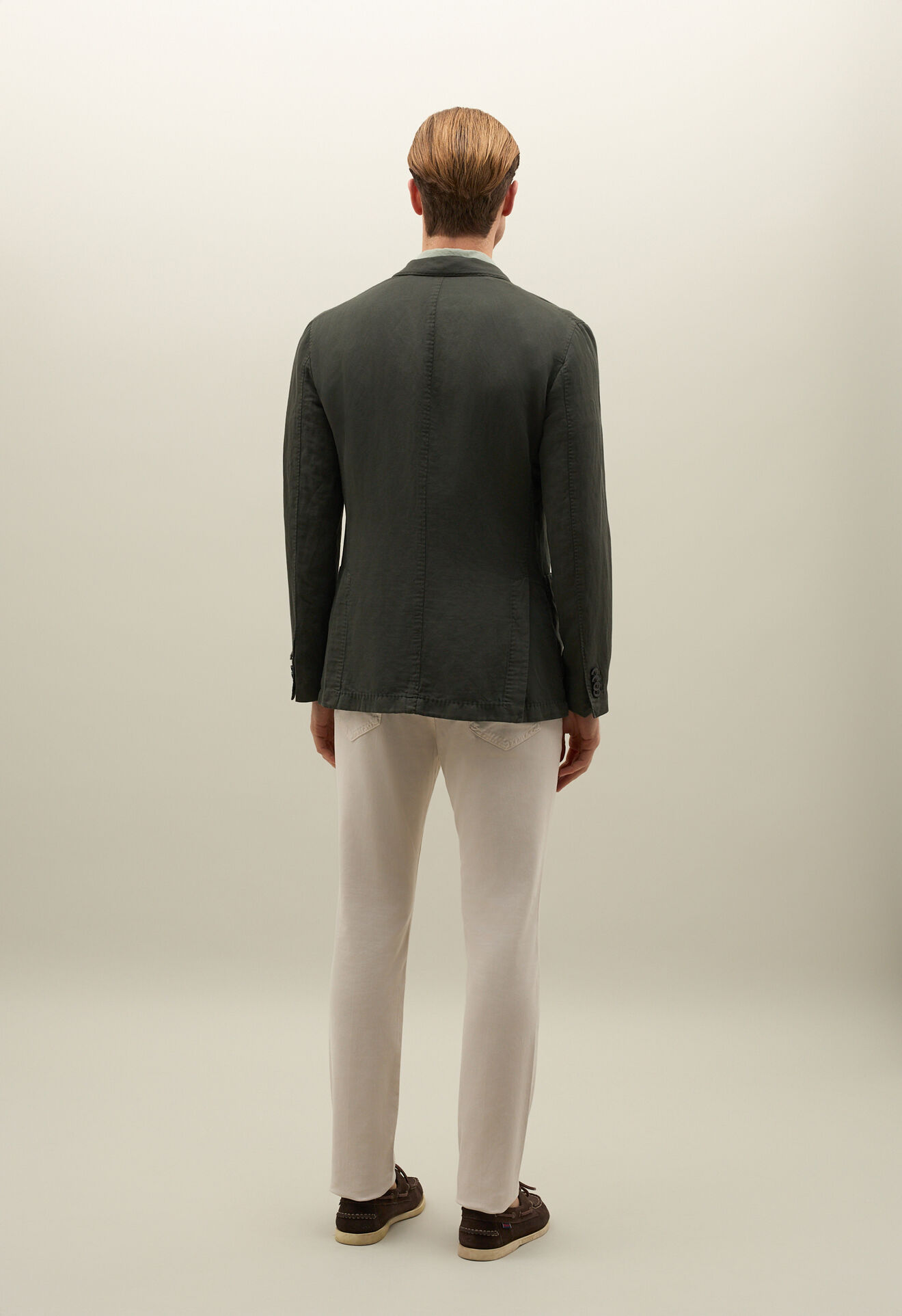 Boglioli K-Jacket aus Baumwoll-Leinen-Satin Moos N6302QSA044400150R0585