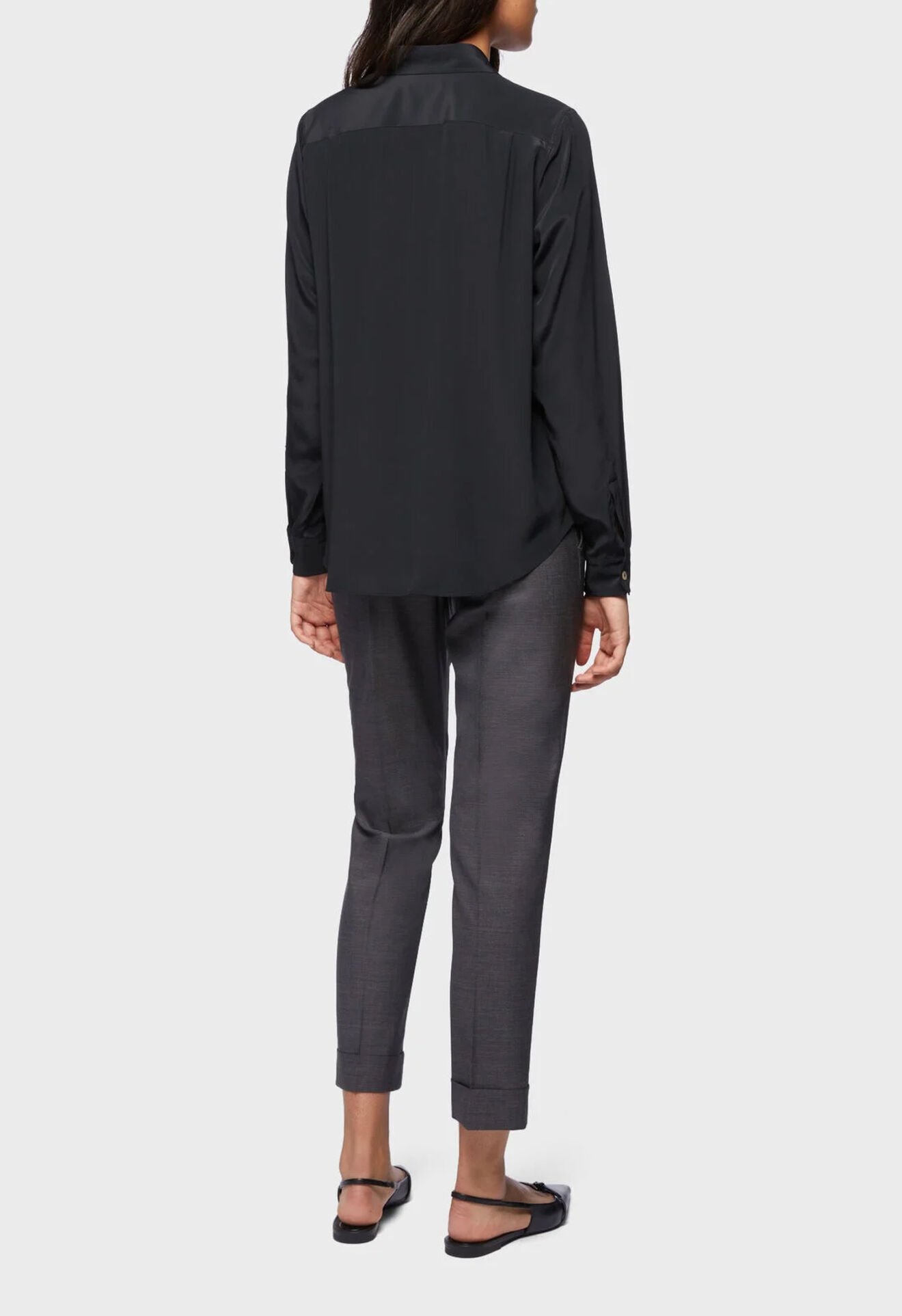 Boglioli Black silk crêpe shirt Black 55022BTC895002140990