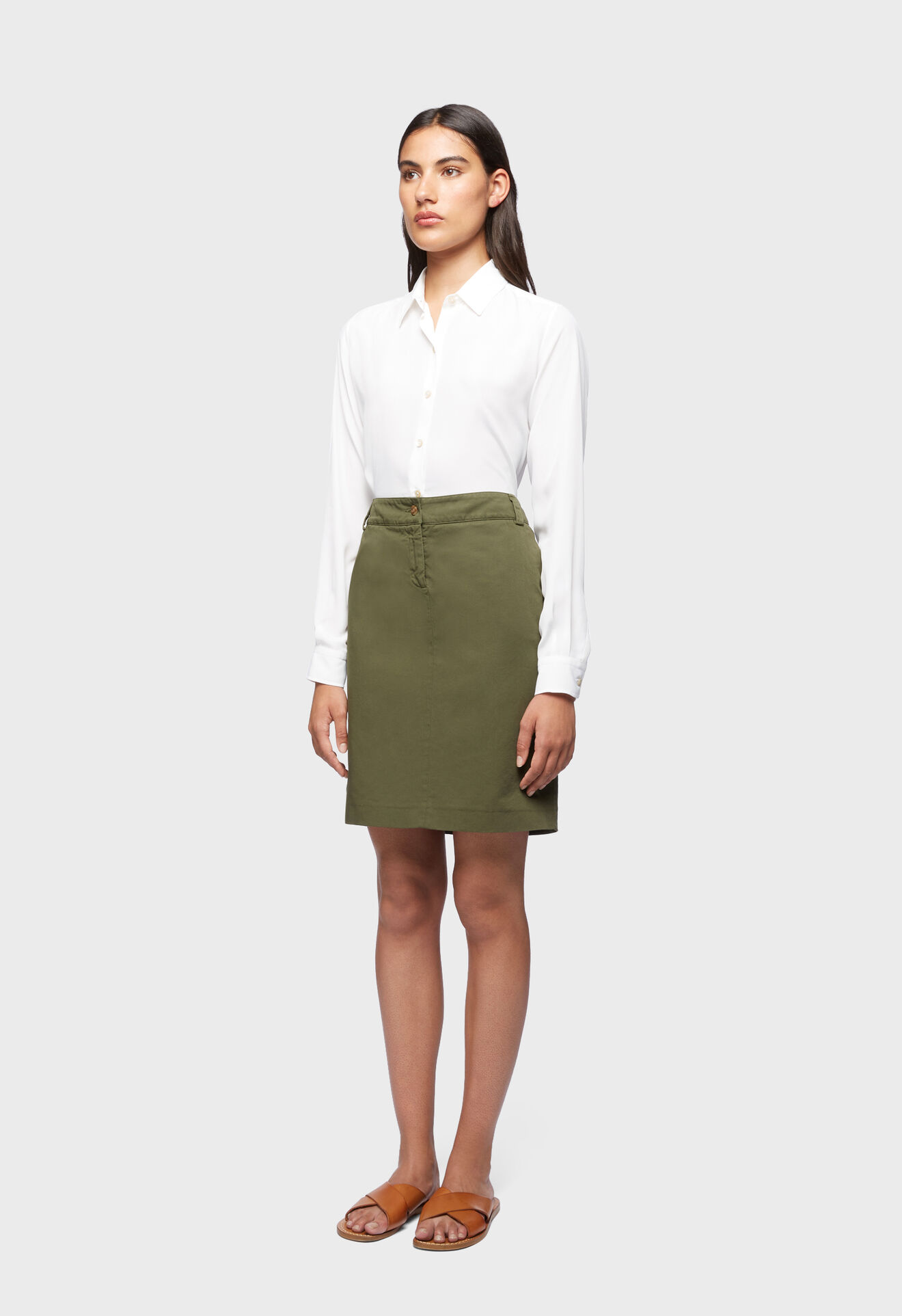 Boglioli Woman green cotton and linen gabardine skirt Green 77017QBVC421002150562
