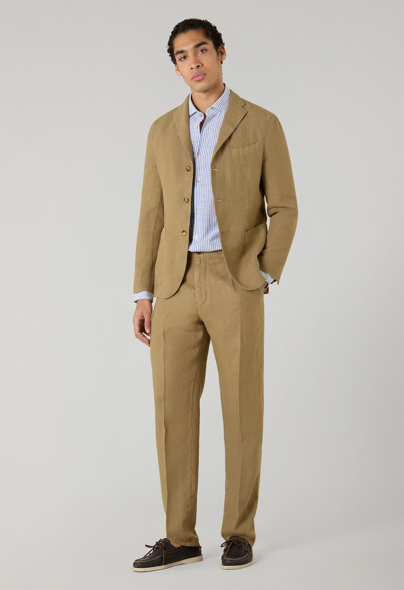 Boglioli Garment Dyed Linen K-Jacket Camel N2902QSA042600150R0316