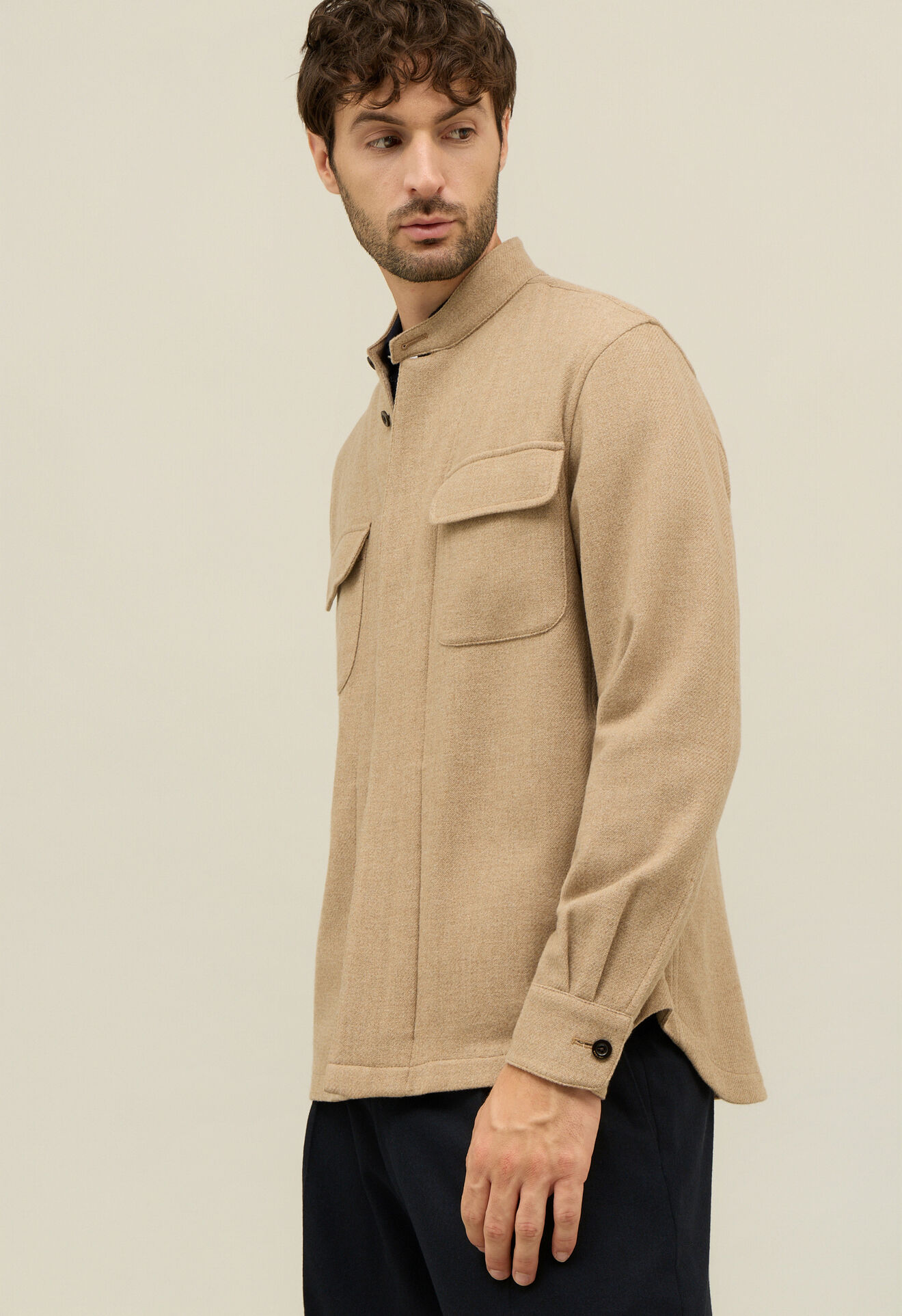 Boglioli Soft Wool blend Guru Overshirt Beige 618000FB4011001090320