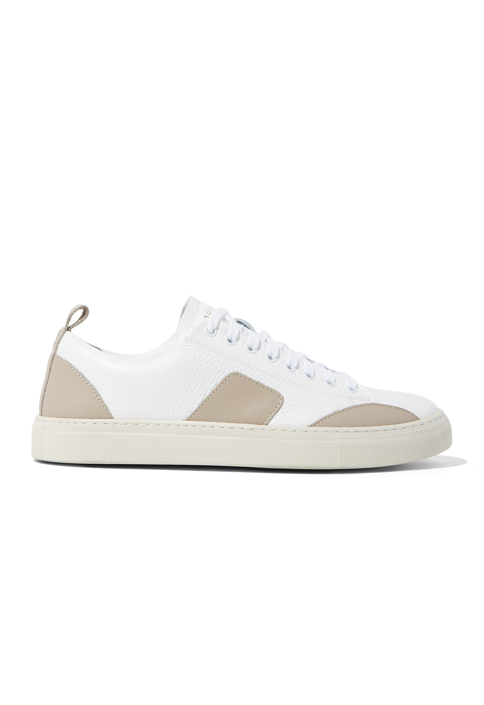Boglioli White And Beige 100% Leather Sneakers In White And Beige Color