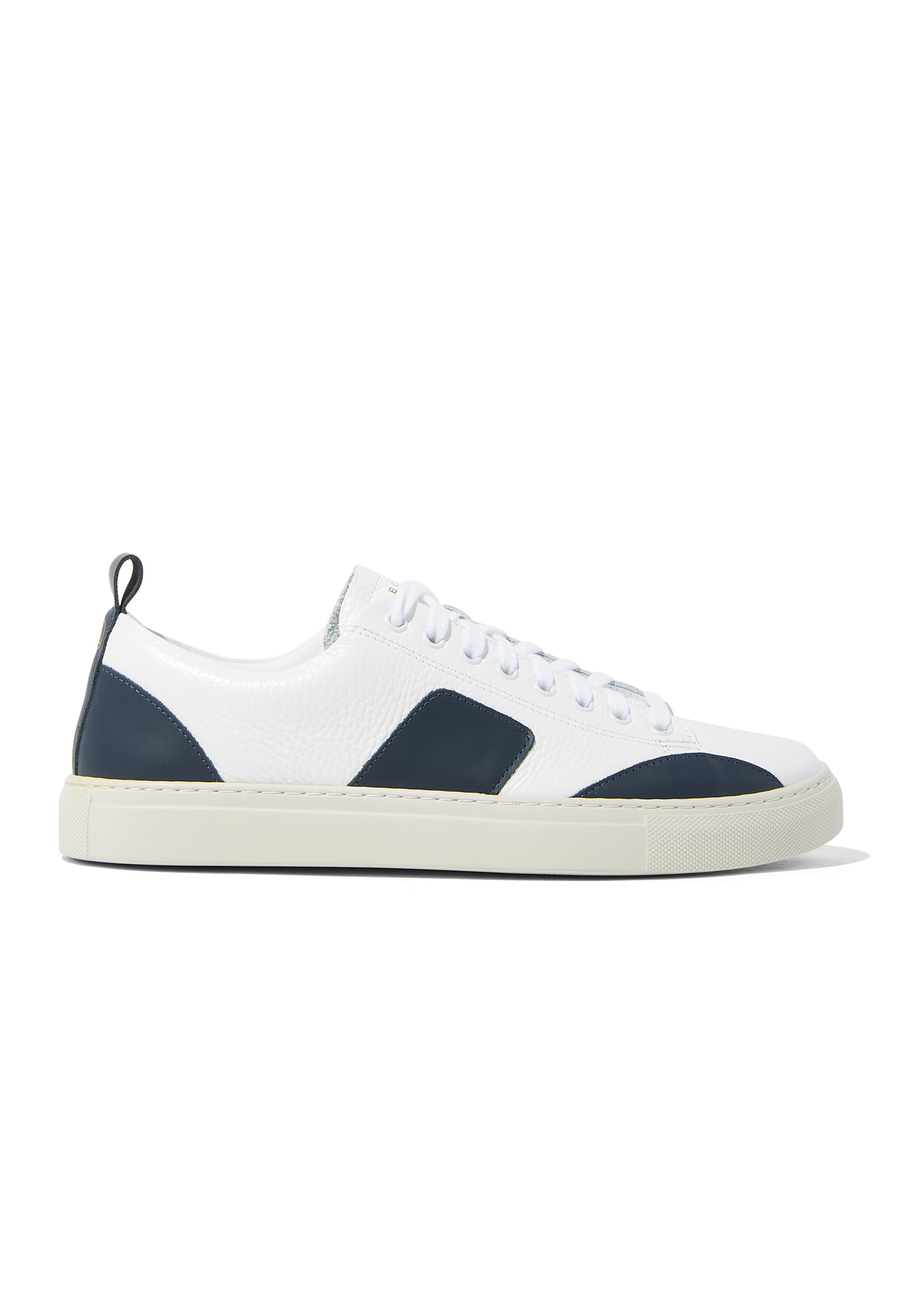 Boglioli White And Blue 100% Leather Sneakers In White And Blue Color