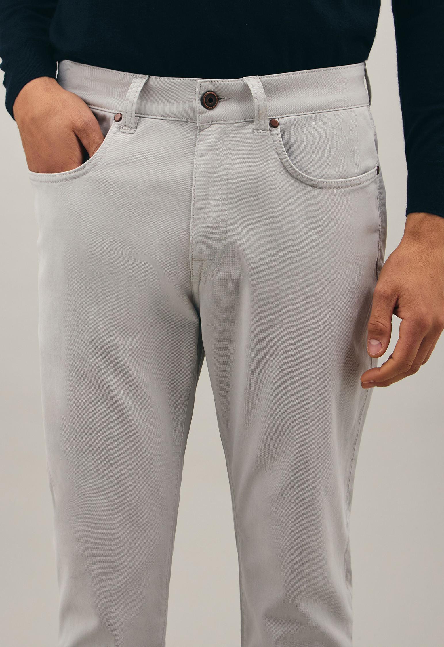 Shop Boglioli Cotton Silk 5 Pocket Trousers In Lime White