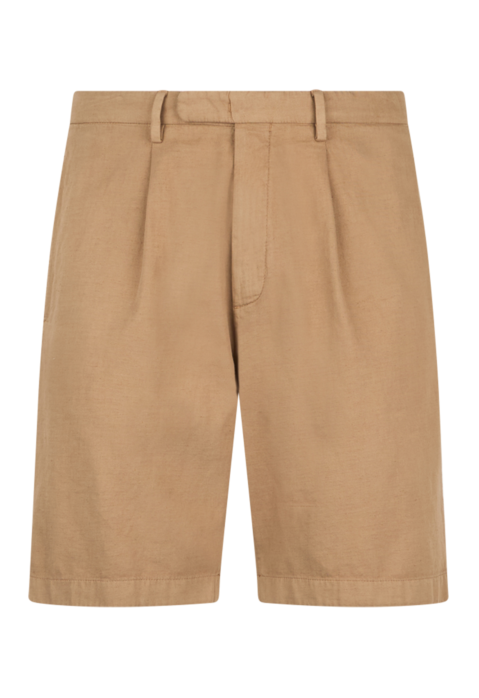 Shop Boglioli Cotton Linen Twill Pleated Shorts In Beige