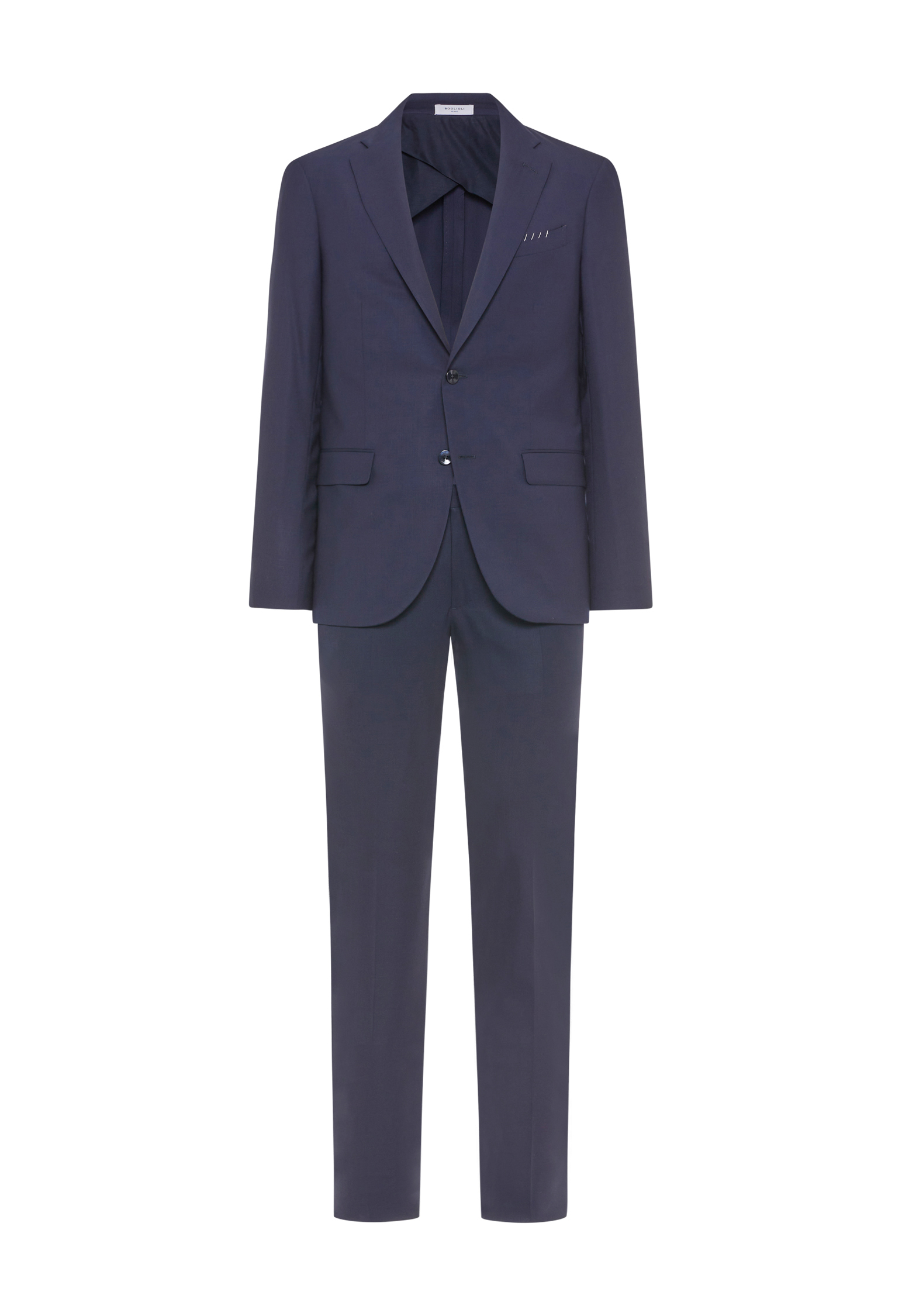 Boglioli Dark Blue 100% Virgin Wool B-line Suit In Dark Blue Color