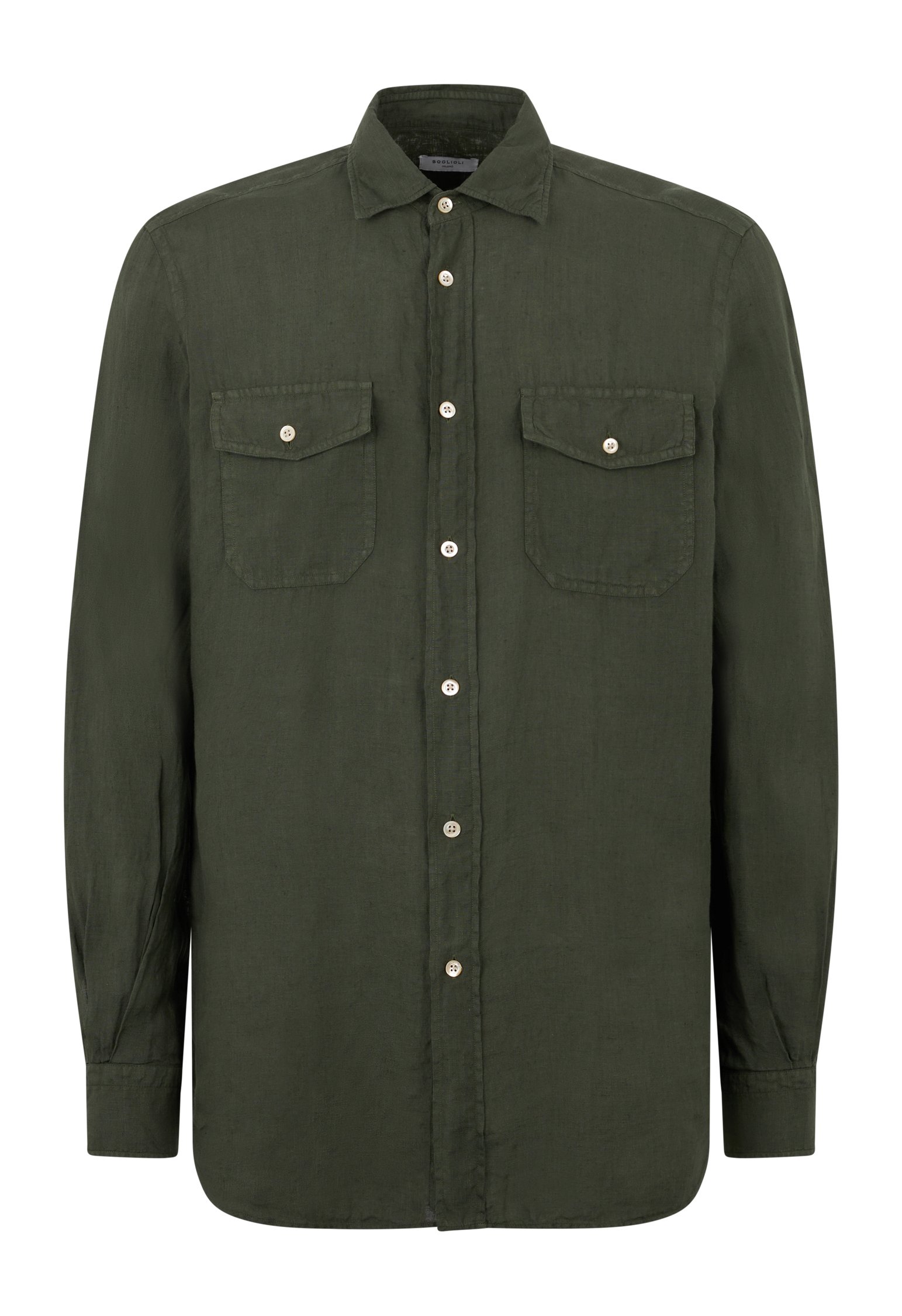 Boglioli Linen Western Shirt In Green