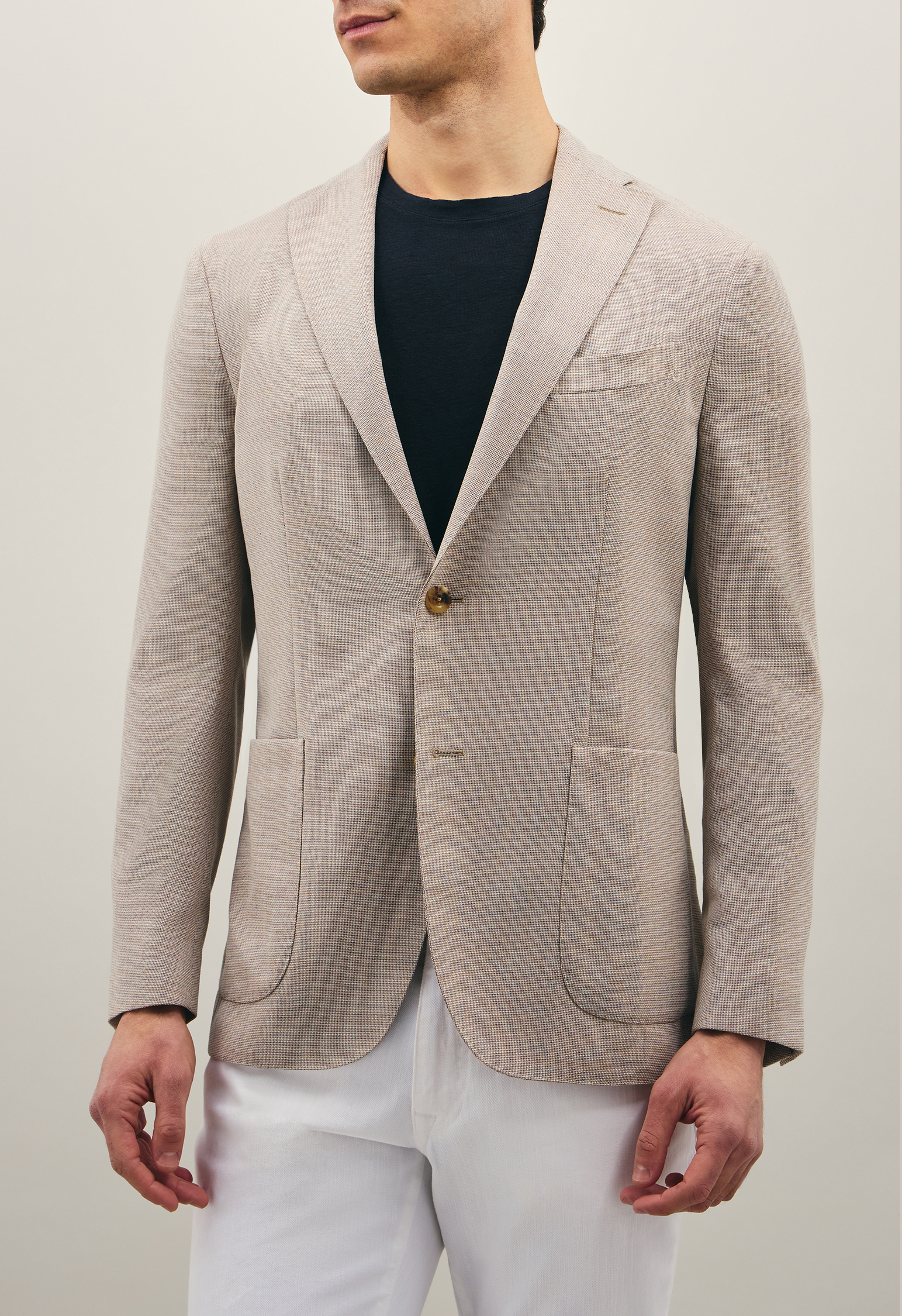 Boglioli K-jacket Slim-fit Unstructured Wool-hopsack Blazer In Beige