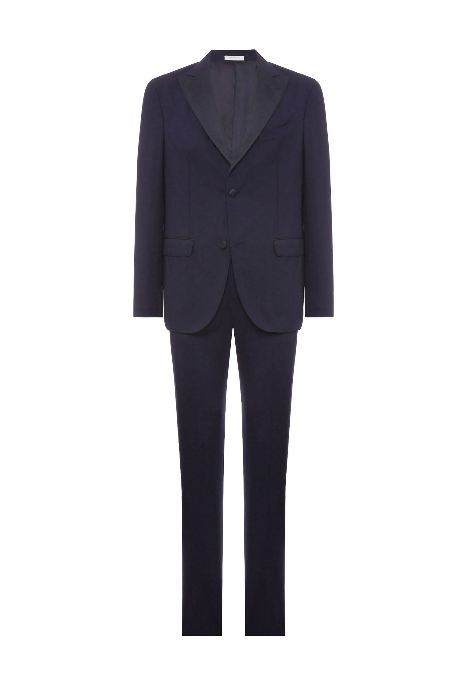 Boglioli Dark Blue 100% Virgin Wool Tuxedo K-jacket Suit In Dark Blue Color