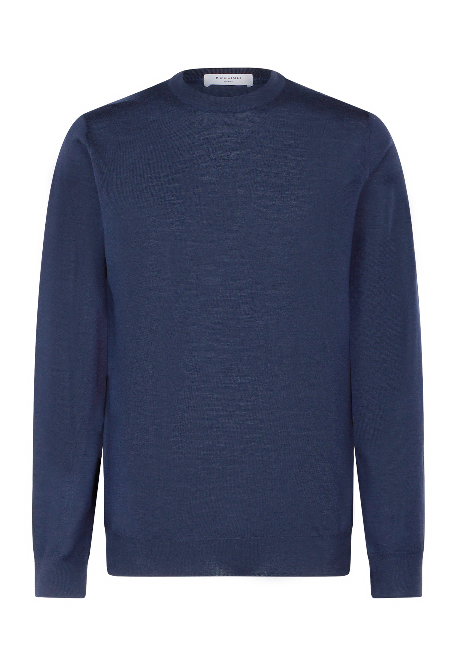 Boglioli Virgin Wool Crewneck Sweater In Dark Blue