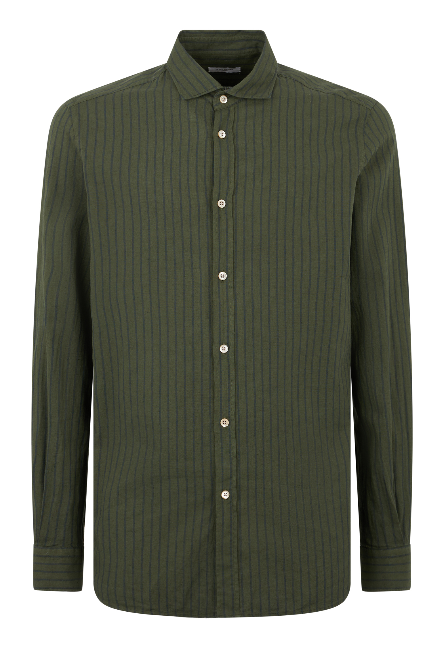 Shop Boglioli Linen Cotton Striped Shirt In Green-turquoise