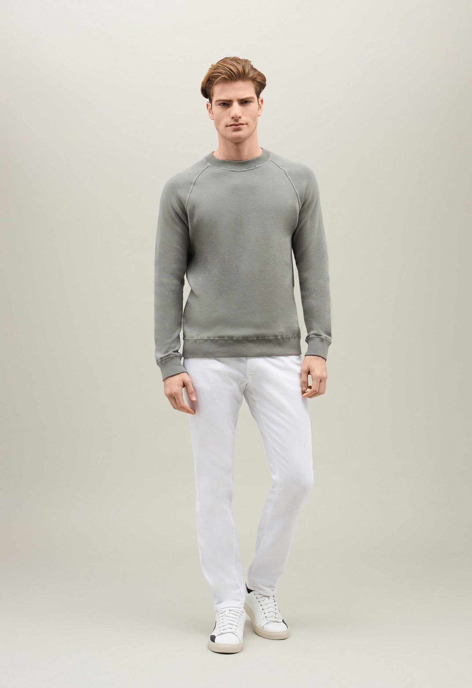 Boglioli Cotton Cashemere Sweatshirt In Grey