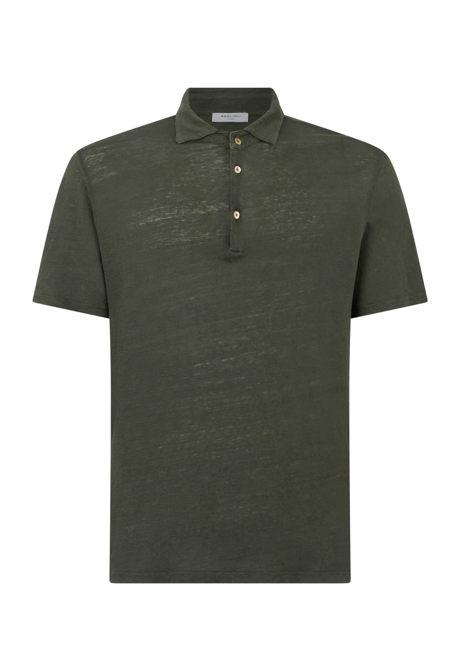 Shop Boglioli Linen Short Sleeve Polo In Green