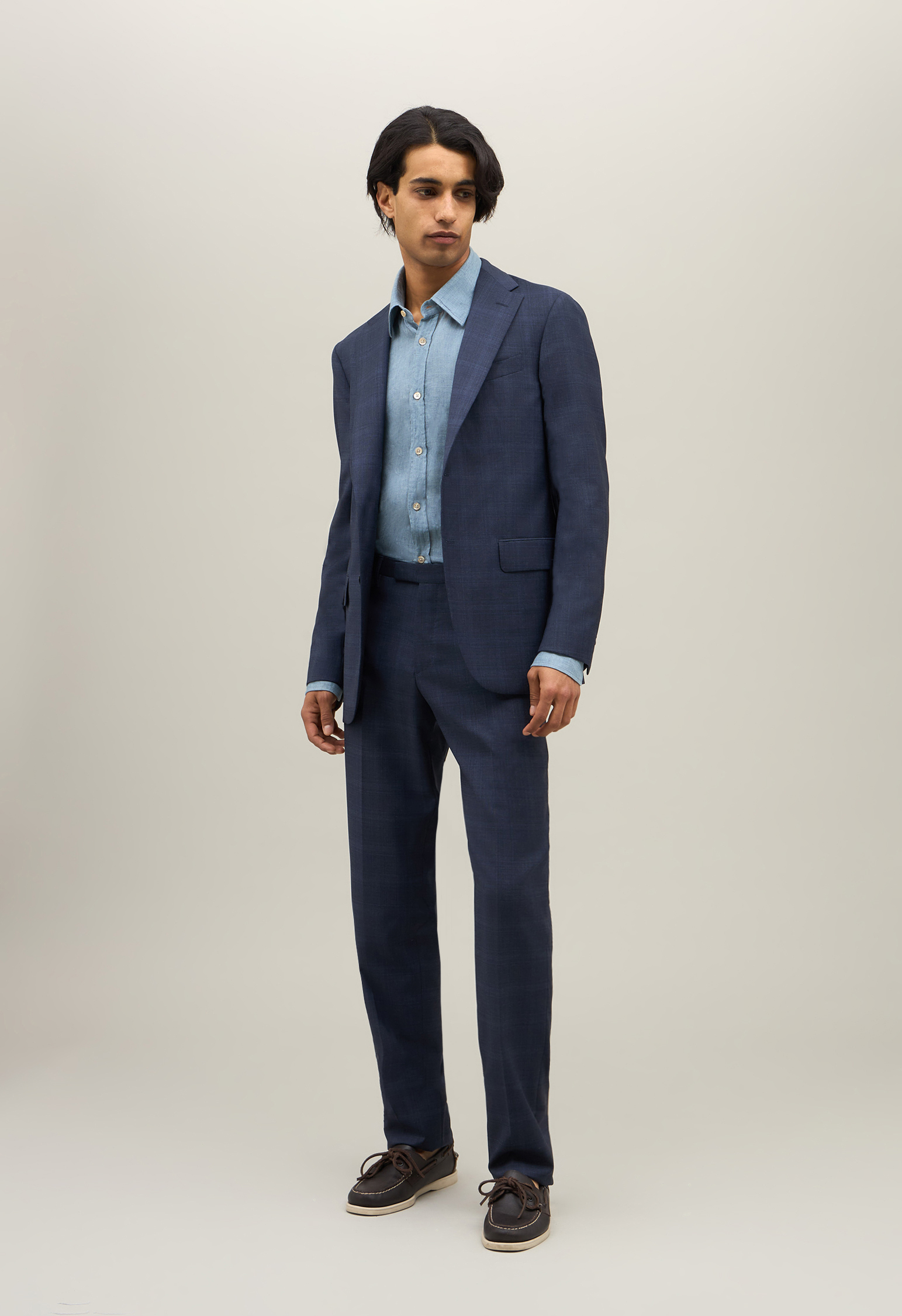 Boglioli Wool Prince Of Wales B-line Suit In Blue